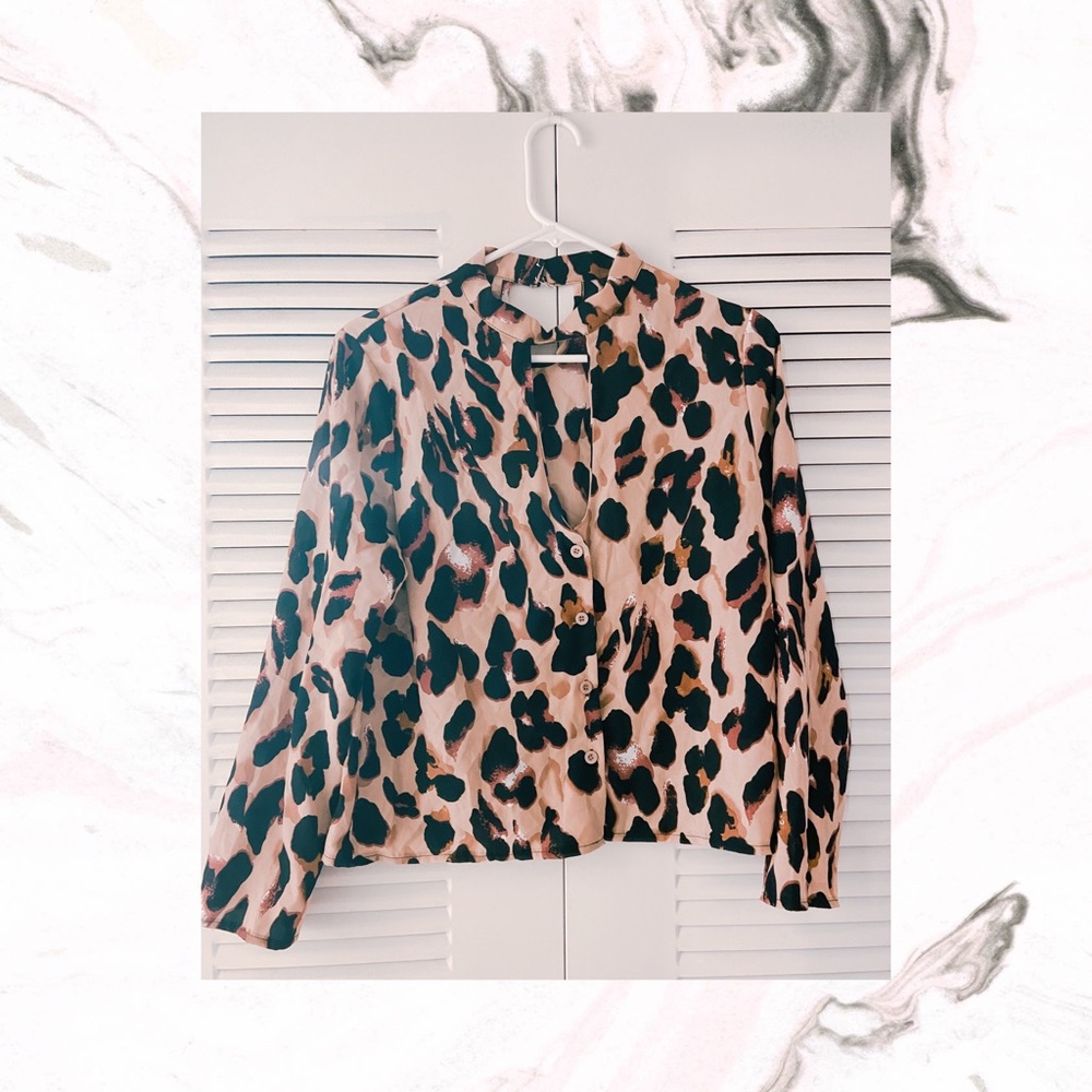 Leopard print long sleeve blouse